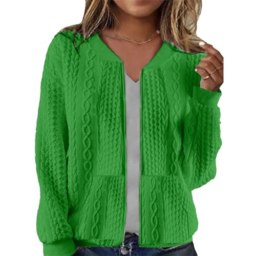 Image of Womens Full Zip Up Cardigan Sweater Casual Solid Long Sleeve Sweatshirt Coat with Pocket