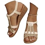 outlet clearance Womens Sandals Wide Fit Comfortable Slip on Wedge Shoes Casual Open Toe Orthopedic Slide Lightweight Summer Cushion Plantar Fasciitis leather sandals for women size 6 Beige 6