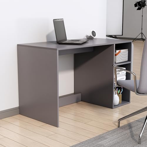 Image of Bniture Wooden Study Table for Home with Bottom Storage | Engineered Wood Study Table with Book Shelf | Multi Purpose Computer Desk for Writing | Laptop Table for Office & Home | Slate Grey