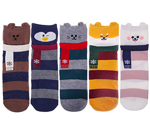 Image of Chalier Womens Funny Socks Cozy Cute Printed Patterned Fun Socks Novelty Cat Dog Socks for Women
