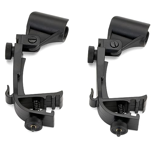 Milisten 2pcs Adjustable Shockproof Microphone Drum Clip Mount Durable Slip Holder for Microphone Gear Suitable for All Drums Easy to Use Black