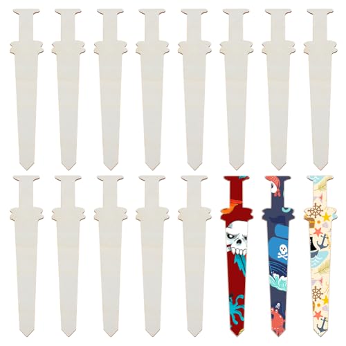 AHANDMAKER 20pcs Wooden Sword 6.9 Inch Handmade DIY Painted Small Unfinished Wooden Blank Sword Crafts for DIY Painting Crafts Halloween Party Decor Art Activity Cosplay Supplies Birthday Gifts