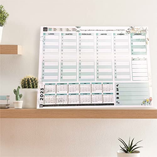 Planificador Semanal A3 De Sobremesa. Organizador Y Planning De Escritorio Semanal, 56 Hojas