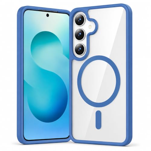 Image of MAGA ClearBack Case Cover for Samsung Galaxy A37 5G, Crystal Clear Magnetic Case Compatible with MagSafe, Hybrid Hard PC Back & Soft TPU Bumper, Shockproof Protective Cover Blue