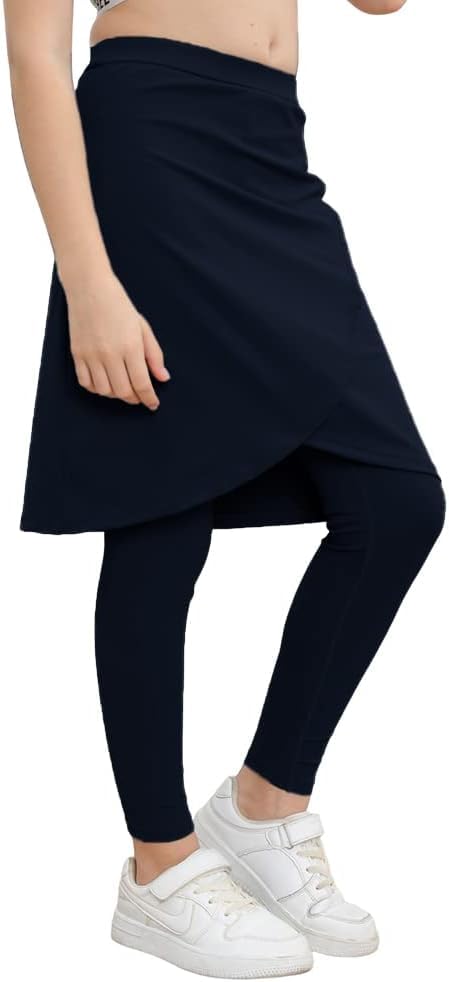 Image of Haloumoning Girls Elastic Waist Knee Length Skirts with Leggings