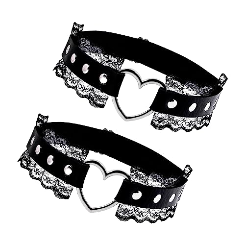 Manfnee Leather Garter Belt for Women Girl Gothic Punk Harness Black