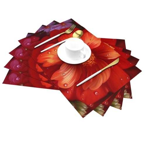 Set de table antidérapant PVC rouge 45x30cm lavable pour table de cuisine - 5