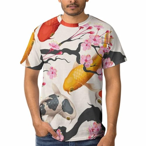 Tee Shirt Fleur de Poisson Rouge Homme Confortable Contre la Chaleur