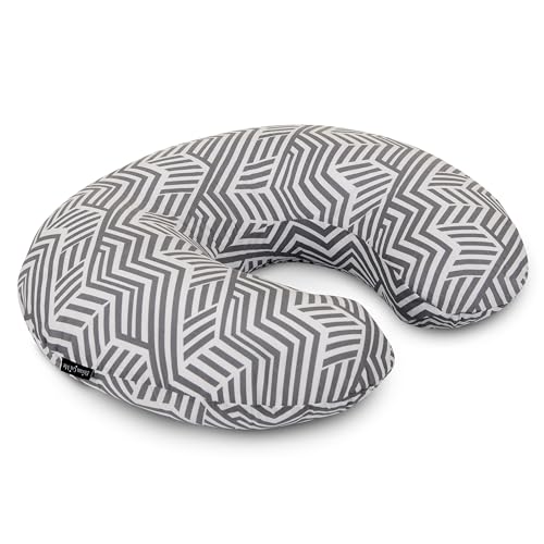 Image of Dream On Me Beeboo Nursing Pillow And Positioner, Breastfeeding And Bottlefeeding , Removable And Washable Pillow Cover, Soft And Breathable Fabric, Black And White
