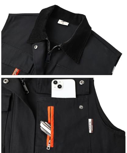 Image of Tool Vest for Men Electrician Reflective Work Vest Carpenters Multi-Pockets Safety Vests
