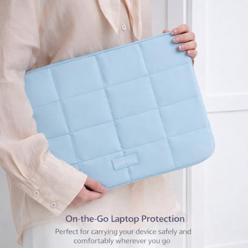 Image of 13.6 Inch Laptop Sleeve for Men & Women | Water-Resistant Padded Laptop Cover Case | Compatible with MacBook, Dell, HP, Lenovo, Asus & More | Lightweight Protective Notebook Sleeve (Mist Blue)