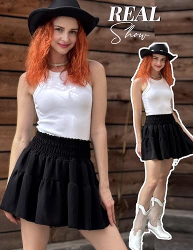 Avidlove Womens Summer Flowy Mini Skirts High Waisted Ruffle Boho Casual Cute Beach Short Skirt4