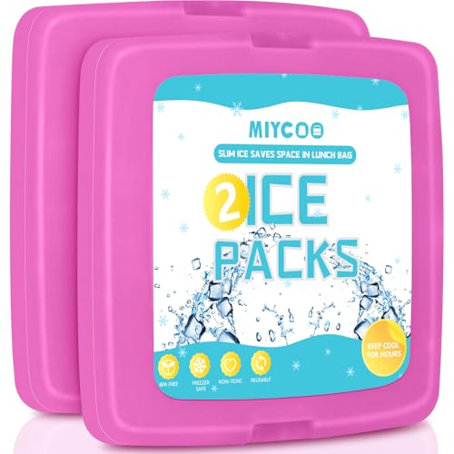 MIYCOO Ice Packs for Lunch Boxes & Lunch Bag - Quick Freeze Ice Pack Space Saving Freezer Packs - Reusable Slim Original Cool Pack - Cooler Accessories for Beach, Camping and Fishing