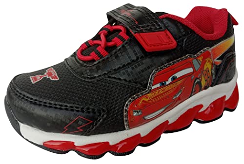 Disney Boy's Lightning McQueen Cars Light Up Sneakers (Black, Numeric_12)