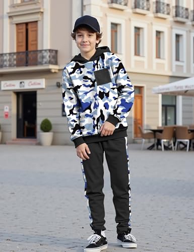 Image of Boys Clothes Fall Winter Outfits Camouflage Long Sleeve Hoodie and Pants 2PC Kids Clothes Boys for 5-14 Years