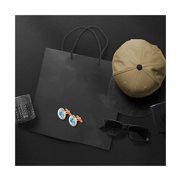 1 Pair Personalized cufflinks for men, Mens Cufflinks and Studs Cuff Links with Jewelry Box, Boys Cufflinks Shirt Accessories for Special Occasions Wedding Party Hand Drawn Blue Butterfly Flowers - Image 6