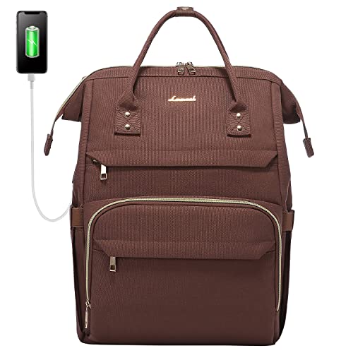 LOVEVOOK Laptop Backpack for Women Work Laptop Bag Stylish Teacher Backpack Business Computer Bags College Laptop Bookbag,Dark Brown