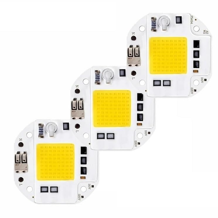Żarówka LED, 3 szt. 50W/70W/100W 110-220V COB LED Chip Smart IC Nie wymaga sterownika Wielokolorowy 54x53mm(Cold White,220V-100W)