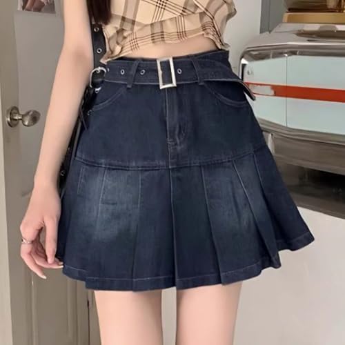 Mini-jupe en jean lavable en machine qui gomme les complexes à la taille
