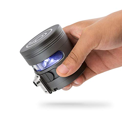Tectonic9 Manual Herb Grinder Herbal Spice Electric Automatic Dispenser Large 2.5" Aluminum Alloy (Gray)
