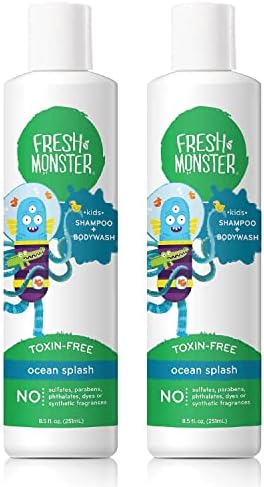 Fresh Monster Toxin-free Hypoallergenic Kids Shampoo & Body Wash, Ocean Splash, 2 Count