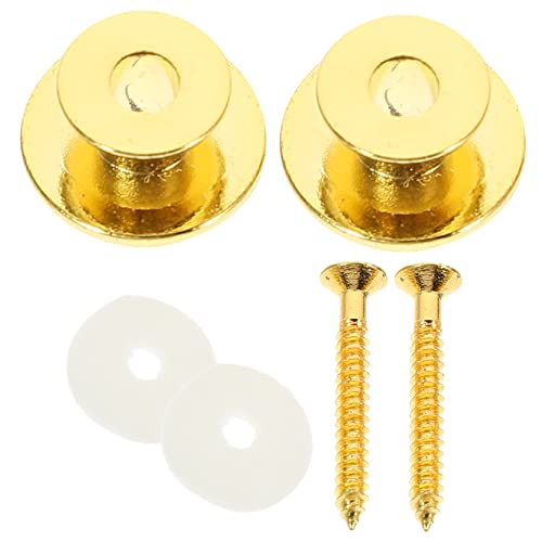 KESYOO 2Pcs Guitar Strap Lock Button with Screws and Washers Slip Lock Pins for Acoustic Electric Guitar and Bass Secure Fit Strap Locks