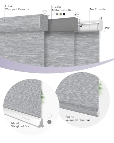 Graywind Motorized 100% Blackout Roller Shades Compatible with Alexa Google via Hub Window Blinds Remote Control Rechargeable Battery Motor with Valance for Smart Home and Office (D-Jacquard Grey)