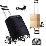 Stair Climbing Cart, 300LB Capacity Collapsible Stair Climbing Dolly,Cart for Stairs with Bungee Cord and Swivel Wheels 50L Shopping Bag,Hand Trucks for Moving Shopping, Office Use (300LB)