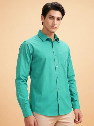 Image of Cozytton Men's Pure Cotton Solid Stylish Casual & Formal Wear Shirt | Stylish Regular Fit Full Sleeve Comfortable Office Party Trendy Shirt - Multi Color