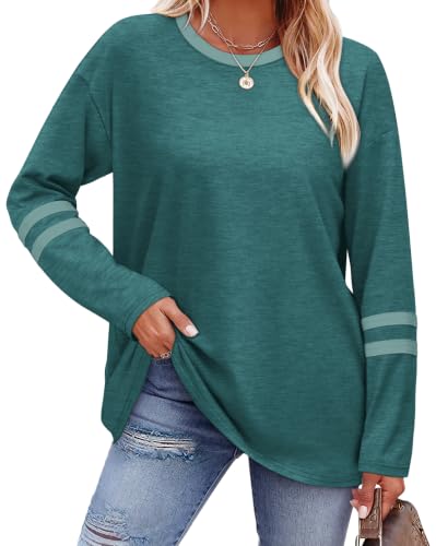 Image of Sampeel Long Sleeve Shirts for Women Color Block Casual Tops Fall Outfits 2026 Basic Tees Trendy Spring Clothes