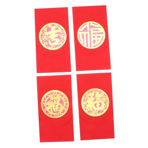 UTHCLO 4pcs 2021 2021 Red Envelope Purse Red Purse Purses Hot Stamping Red Envelopes Chinese New Year Decorative Red Packet Festival Red Envelopes Party Accessory Copper Paper Child