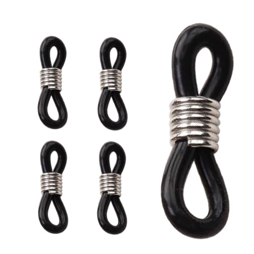 50 extremos de cadena para lentes, conectores ajustables para gafas, antideslizantes, extremos de correa para gafas, soportes para gafas de sol, collar, cadena, tapones de aguja de tejer (negro