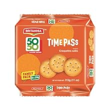 Britannia Time Pass Classic Salted Biscuits | Family Pack- 312 GM11 oz- 8 * 39gm | Light & Crispy Snack Perfect Tea-Time Treat