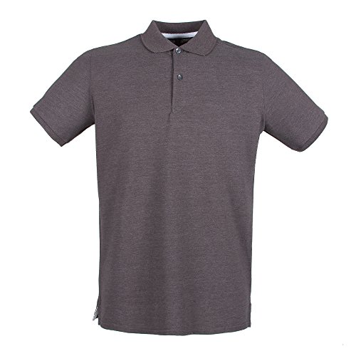 Henbury Mens Modern Fit Cotton Pique Polo Shirt (XXL) (Charcoal)
