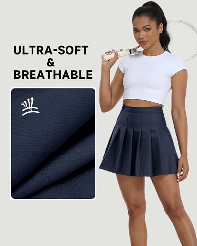 Image of Pleated Skirts for Women Tennis Skirt with Shorts High Waisted Mini Skort