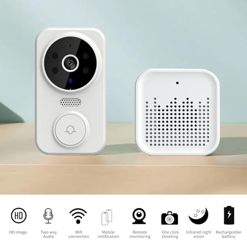 Hosioe Tuya Smart Video Campainha sem fio Câmera HD PIR Detecção de Movimento Alarme IR Campainha de
