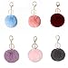 6 Pieces Pom Pom Keychain Soft Artificial Fur Ball Keychain Fluffy Accessories Car Bag Charm Puff Plush Ball Keyring Faux Rabbit Fur Cute Pompoms Ball Keyring for Girls Women (Mix Colors)