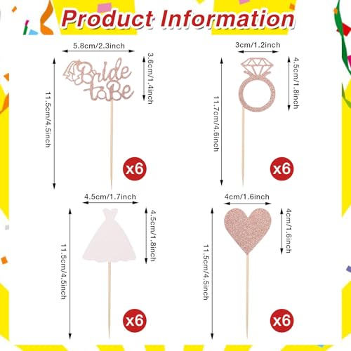 Bride Cupcake Topper, 24 Stück Cupcake Dekoration Braut, Kuchendekorationen Bride, Torten Dekoration Bride to Be, für Verlobung Junggesellenabschied Hochzeit Brautdusche Party(D)