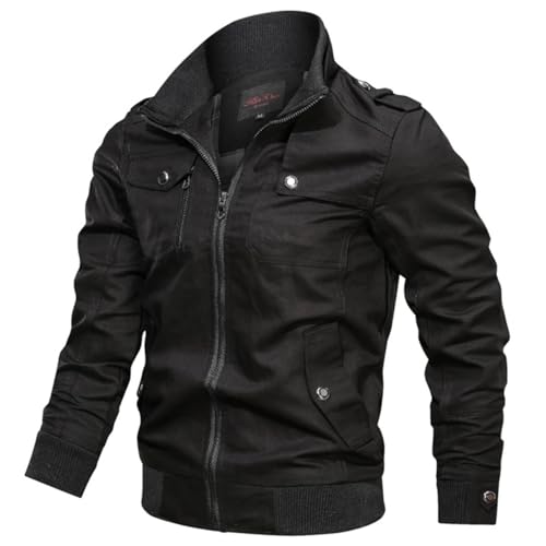Blouson bomber homme automne hiver veste coupe-vent casual noir M