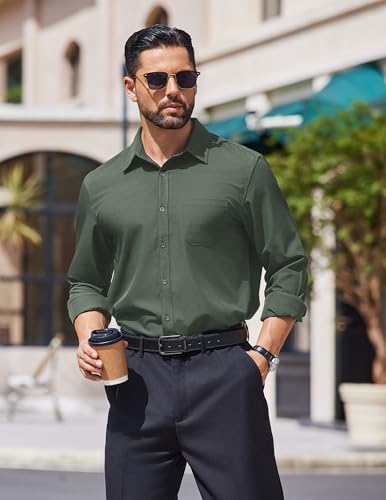 COOFANDY Mens Dress Shirts Long Sleeve Wrinkle Free Shirt Textured Business Casual Button Down Shirt3