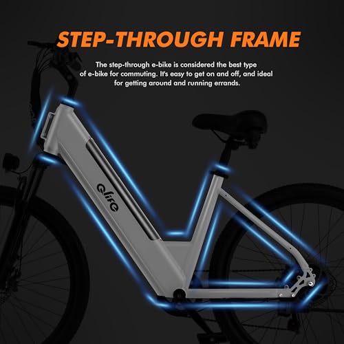 Image of Qlife Cityone Electric Bike for Adults & Teens, Step-Through Commuter Ebike, 1000W Peak Motor, 55-Mile Range, 48V Removable Battery, 26-Inch City Tires, 7-Speed, Up to 20+ MPH