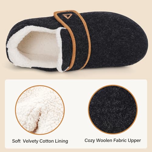 V.Step Orthopedic Slipper with Arch Support for Women Men，Wide Slip on House Shoes for Plantar Fasciitis Pain Relief Adjustable Strap Slipper with Indoor Outdoor Soft Velvety Cotton Lining Moccasin4