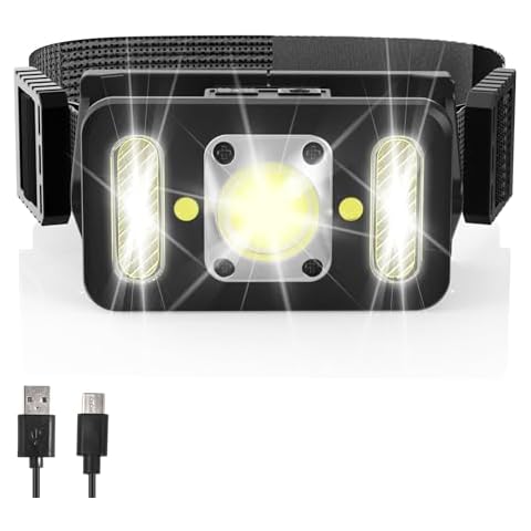 JINIU LED Rechargeable Headlamp with Motion Sensor, 8 Light Modes, White Red Light, 1000 Lumen Water Resistant High-Performance Head Light for Outdoors, Hiking, Camping, Running, Emergency Cover