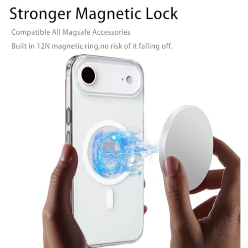 Image of TOPF&B Magnetic Case Compatible with iPhone 17 Pro Max,Compatible with Magsafe,Anti-Yellowing Cover,Transparent Screen Protector,Clear Case for iPhone 17 Pro Max,Crystal Clear