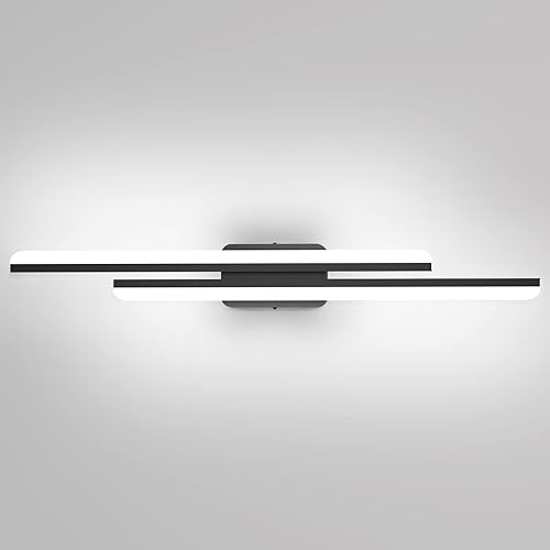 Ralbay Lámpara LED negra de 40 pulgadas de aluminio esmerilado de 40 W, moderna lámpara de tocador de baño LED negra sobre espejo largo LED moderna