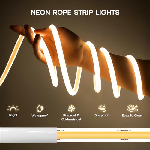 Luces LED Neón Blanco Cálido 50m 110-120V Flexible Impermeable miniatura 7