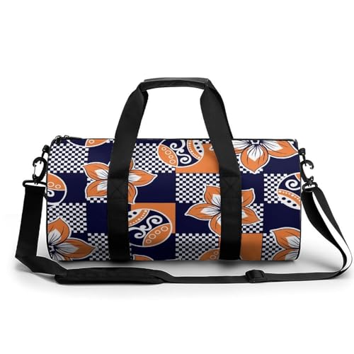 Sac gym fleurs à carreaux 45cm avec grand compartiment de rangement voyage