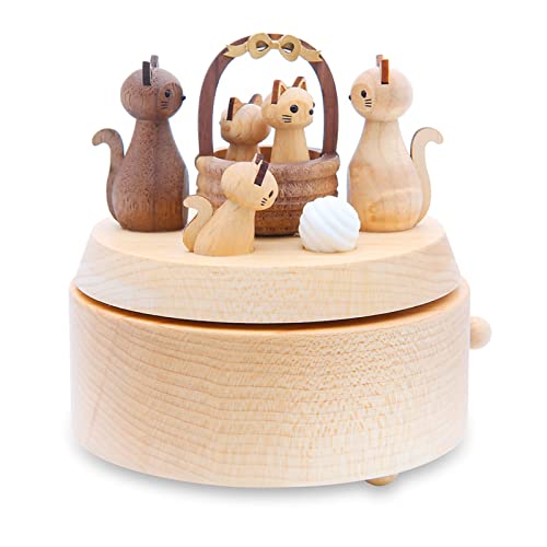 XIWEISONG Caja MúSica Caja de música giratoria de Madera Sin batería Caja de música, Regalo for Bodas de San Valentín Cumpleaños de Navidad DecoracióN Musical