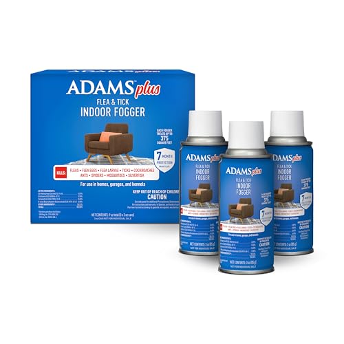 ADAMS Plus Flea & Tick Indoor Fogger, 3 x 3 oz Cans, Kills Fleas, Flea Eggs, Ants, House Flies,