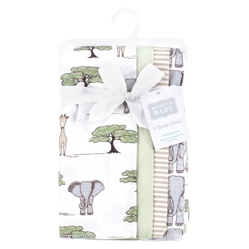 Image of Hudson Baby Cotton Flannel Burp Cloths 4-Pack, Wild Safari Adventures, One Size